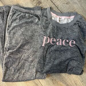 Nasty Gal Gray and Pink Pajama Set Cozy Loungewear